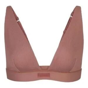 SKIMS Cotton Rib Plunge Bralette - Rose